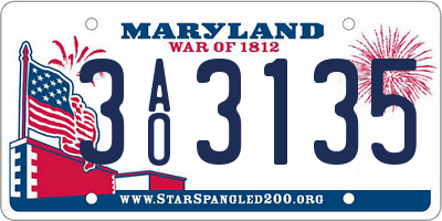 MD license plate 3AO3135