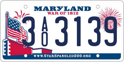 MD license plate 3AO3139