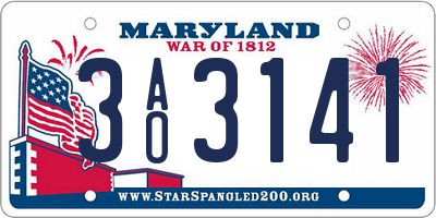 MD license plate 3AO3141