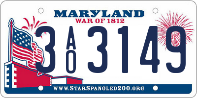 MD license plate 3AO3149