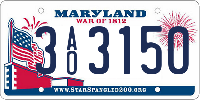 MD license plate 3AO3150