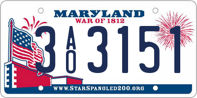 MD license plate 3AO3151