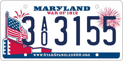 MD license plate 3AO3155