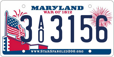 MD license plate 3AO3156