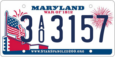 MD license plate 3AO3157