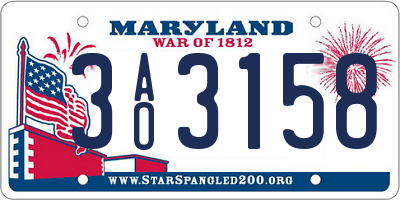MD license plate 3AO3158
