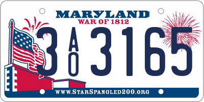 MD license plate 3AO3165