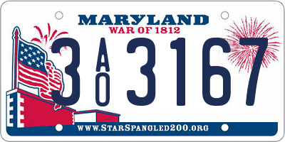MD license plate 3AO3167