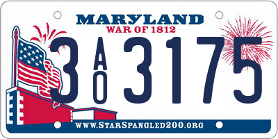 MD license plate 3AO3175