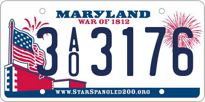 MD license plate 3AO3176