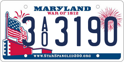 MD license plate 3AO3190