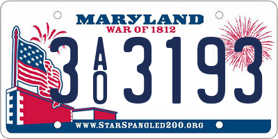 MD license plate 3AO3193