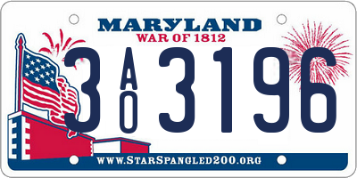 MD license plate 3AO3196