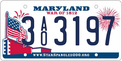 MD license plate 3AO3197