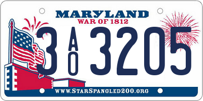 MD license plate 3AO3205