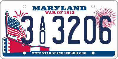 MD license plate 3AO3206