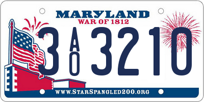 MD license plate 3AO3210