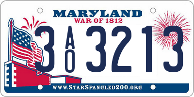 MD license plate 3AO3213