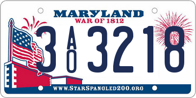 MD license plate 3AO3218