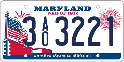 MD license plate 3AO3221
