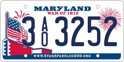 MD license plate 3AO3252