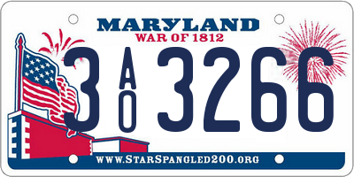 MD license plate 3AO3266