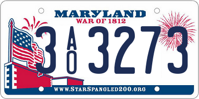 MD license plate 3AO3273