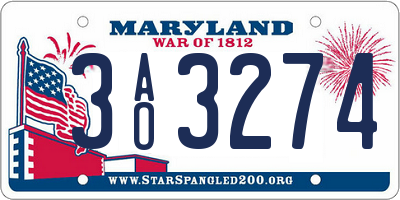 MD license plate 3AO3274