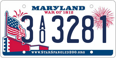MD license plate 3AO3281