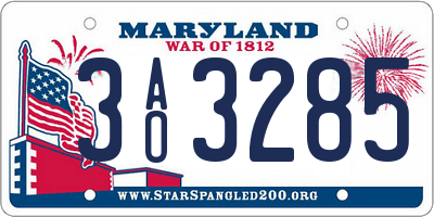 MD license plate 3AO3285