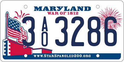 MD license plate 3AO3286