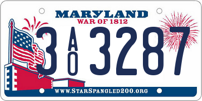 MD license plate 3AO3287