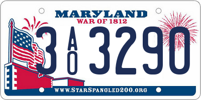 MD license plate 3AO3290