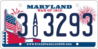 MD license plate 3AO3293