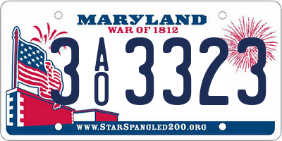 MD license plate 3AO3323