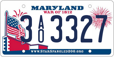 MD license plate 3AO3327