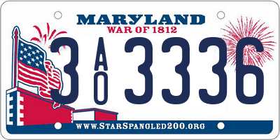 MD license plate 3AO3336