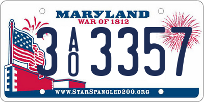 MD license plate 3AO3357