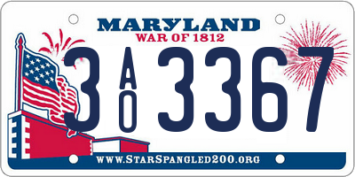MD license plate 3AO3367