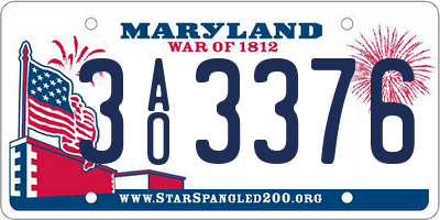 MD license plate 3AO3376