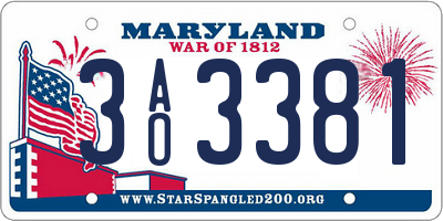 MD license plate 3AO3381