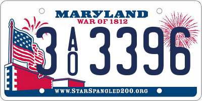 MD license plate 3AO3396