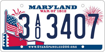 MD license plate 3AO3407