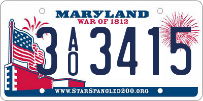 MD license plate 3AO3415