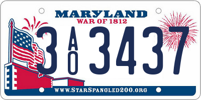MD license plate 3AO3437