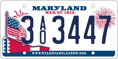 MD license plate 3AO3447