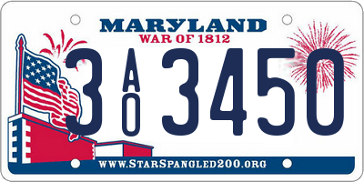 MD license plate 3AO3450