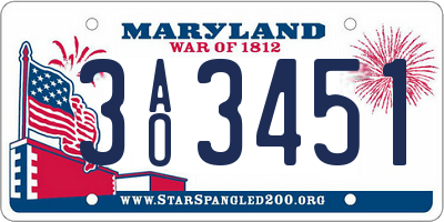 MD license plate 3AO3451