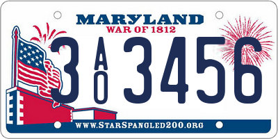 MD license plate 3AO3456