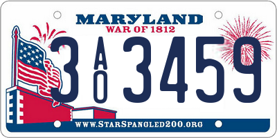 MD license plate 3AO3459